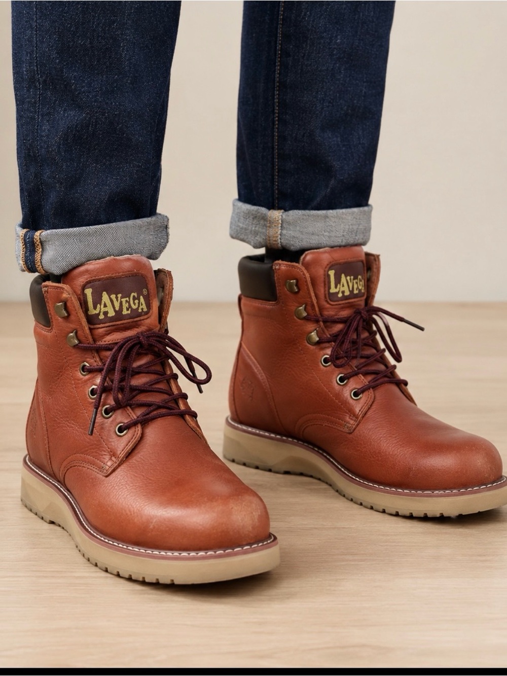 LaVega Men’s Insulated Leather Work Boots Goodyear Welt Size 8